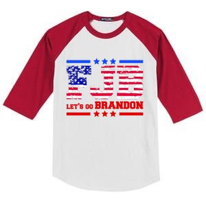 FBJ Lets Go Brandon USA Flag LGB United States Kids Colorblock Raglan Jersey