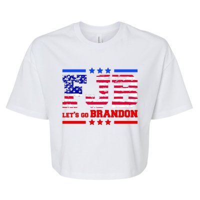 FBJ Lets Go Brandon USA Flag LGB United States Bella+Canvas Jersey Crop Tee