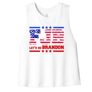 FBJ Lets Go Brandon USA Flag LGB United States Women's Racerback Cropped Tank