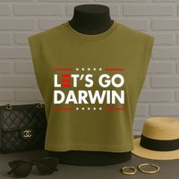 Funny LetS Go Darwin Charles Darwin Garment-Dyed Women's Muscle Tee