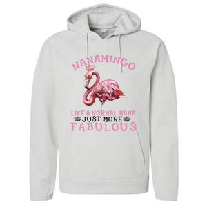 Flamingo Lover Grandma Mom Yayamingo Like A Normal Yaya Performance Fleece Hoodie