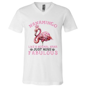 Flamingo Lover Grandma Mom Yayamingo Like A Normal Yaya V-Neck T-Shirt