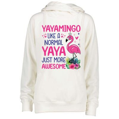 Flamingo Lover Grandma Mom Yayamingo Like A Normal Yaya Womens Funnel Neck Pullover Hood