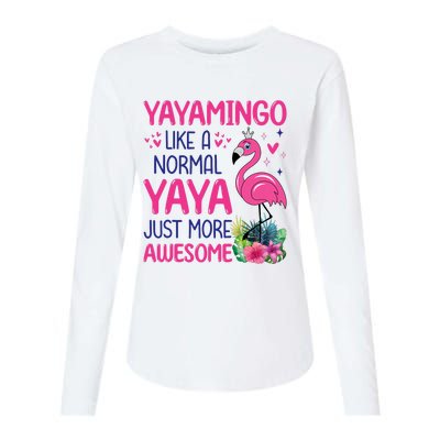 Flamingo Lover Grandma Mom Yayamingo Like A Normal Yaya Womens Cotton Relaxed Long Sleeve T-Shirt