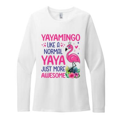 Flamingo Lover Grandma Mom Yayamingo Like A Normal Yaya Womens CVC Long Sleeve Shirt