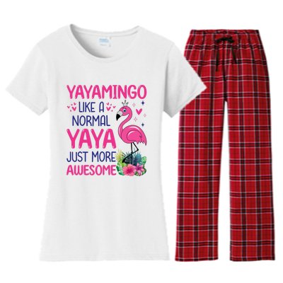 Flamingo Lover Grandma Mom Yayamingo Like A Normal Yaya Women's Flannel Pajama Set