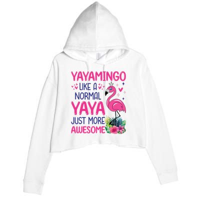 Flamingo Lover Grandma Mom Yayamingo Like A Normal Yaya Crop Fleece Hoodie