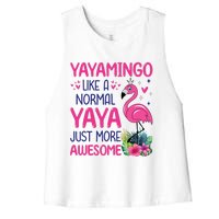 Flamingo Lover Grandma Mom Yayamingo Like A Normal Yaya Women's Racerback Cropped Tank