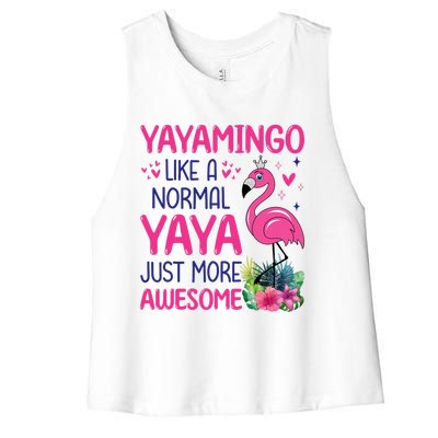 Flamingo Lover Grandma Mom Yayamingo Like A Normal Yaya Women's Racerback Cropped Tank