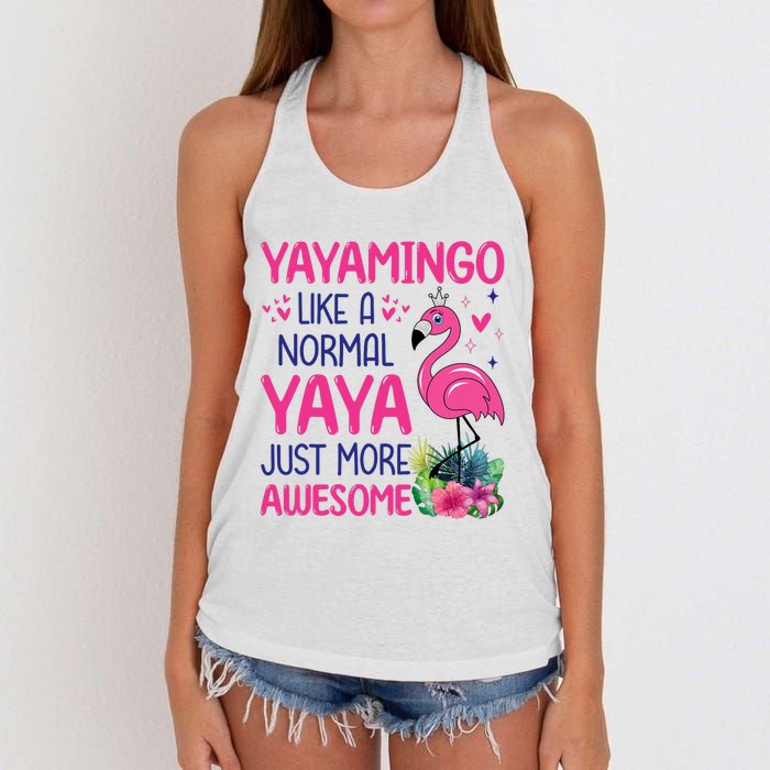 Flamingo Lover Grandma Mom Yayamingo Like A Normal Yaya Women's Knotted Racerback Tank