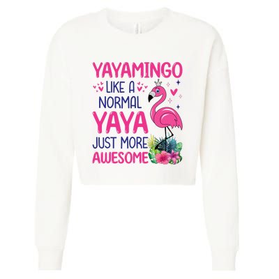 Flamingo Lover Grandma Mom Yayamingo Like A Normal Yaya Cropped Pullover Crew