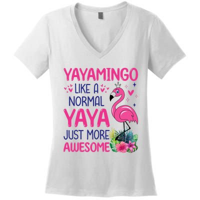 Flamingo Lover Grandma Mom Yayamingo Like A Normal Yaya Women's V-Neck T-Shirt