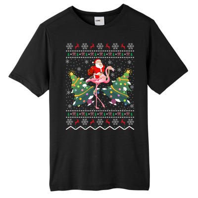 Flamingo Lover Gift Ugly Santa Riding Flamingo Christmas Gift Tall Fusion ChromaSoft Performance T-Shirt