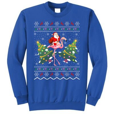 Flamingo Lover Gift Ugly Santa Riding Flamingo Christmas Gift Sweatshirt