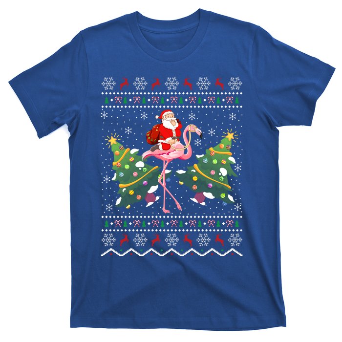 Flamingo Lover Gift Ugly Santa Riding Flamingo Christmas Gift T-Shirt