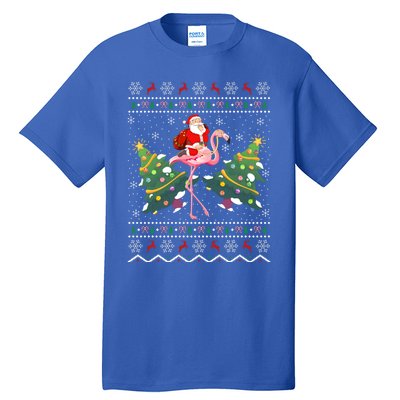 Flamingo Lover Gift Ugly Santa Riding Flamingo Christmas Gift Tall T-Shirt