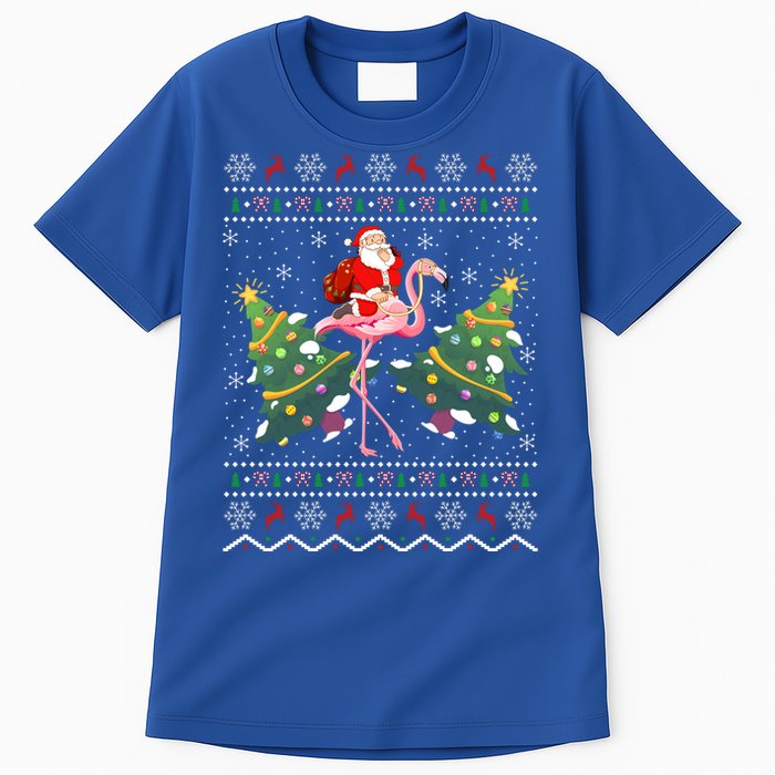 Flamingo Lover Gift Ugly Santa Riding Flamingo Christmas Gift Tall T-Shirt