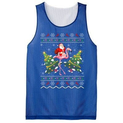 Flamingo Lover Gift Ugly Santa Riding Flamingo Christmas Gift Mesh Reversible Basketball Jersey Tank