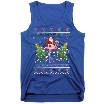 Flamingo Lover Gift Ugly Santa Riding Flamingo Christmas Gift Tank Top