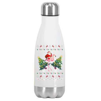 Flamingo Lover Gift Ugly Santa Riding Flamingo Christmas Gift Stainless Steel Insulated Water Bottle