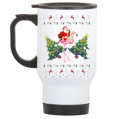 Flamingo Lover Gift Ugly Santa Riding Flamingo Christmas Gift Stainless Steel Travel Mug