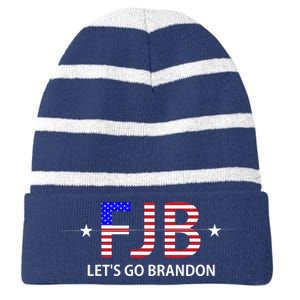 FJB Let's Go Brandon Striped Beanie with Solid Band