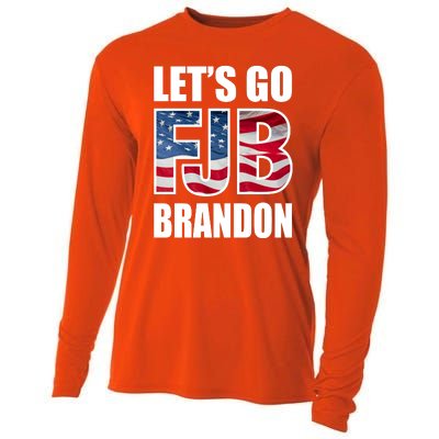 FJB Let's Go Brandon FJB Flag Image Apparel Cooling Performance Long Sleeve Crew