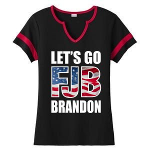 FJB Let's Go Brandon FJB Flag Image Apparel Ladies Halftime Notch Neck Tee