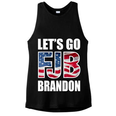 FJB Let's Go Brandon FJB Flag Image Apparel Ladies PosiCharge Tri-Blend Wicking Tank