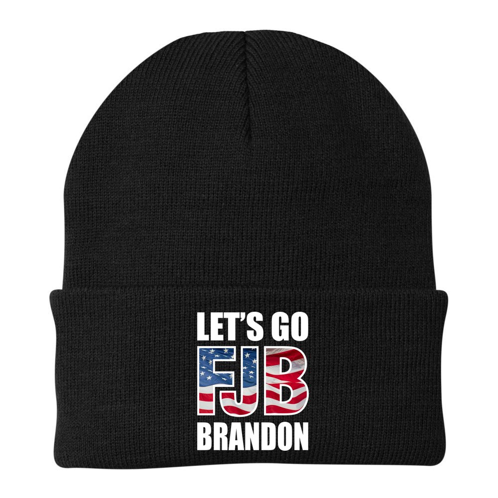 FJB Let's Go Brandon FJB Flag Image Apparel Beanie