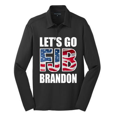 FJB Let's Go Brandon FJB Flag Image Apparel Silk Touch Performance Long Sleeve Polo