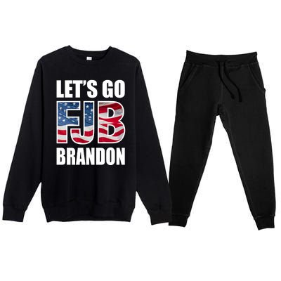 FJB Let's Go Brandon FJB Flag Image Apparel Premium Crewneck Sweatsuit Set