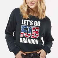 FJB Let's Go Brandon FJB Flag Image Apparel Cropped Pullover Crew