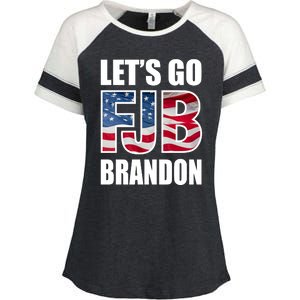 FJB Let's Go Brandon FJB Flag Image Apparel Enza Ladies Jersey Colorblock Tee