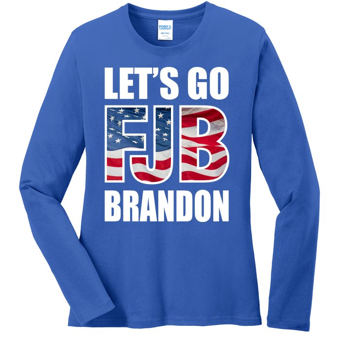 FJB Let's Go Brandon FJB Flag Image Apparel Ladies Long Sleeve Shirt