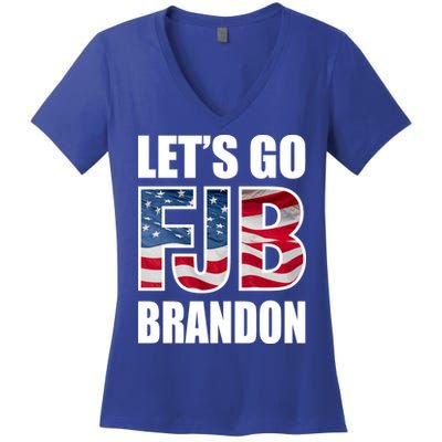 FJB Let's Go Brandon FJB Flag Image Apparel Women's V-Neck T-Shirt