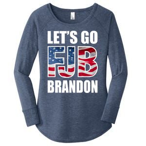 FJB Let's Go Brandon FJB Flag Image Apparel Women's Perfect Tri Tunic Long Sleeve Shirt