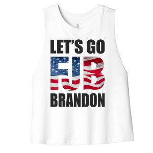 FJB Let's Go Brandon FJB Flag Image Apparel Women's Racerback Cropped Tank