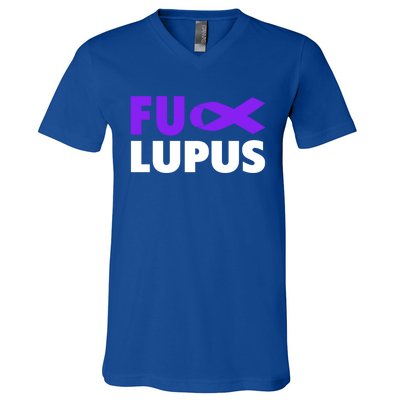 Fuck Lupus Gift Fu Lupus Awareness Meaningful Gift V-Neck T-Shirt