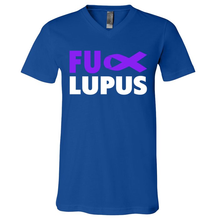 Fuck Lupus Gift Fu Lupus Awareness Meaningful Gift V-Neck T-Shirt