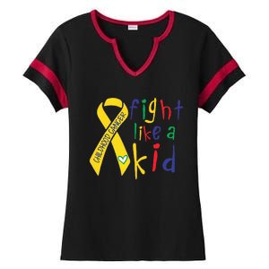 Fight Like Gold Ribbon Childhood Cancer Awareness Ladies Halftime Notch Neck Tee