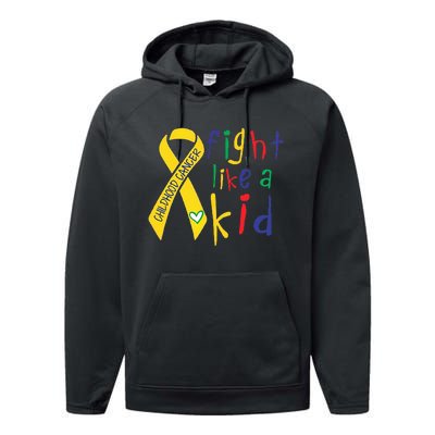 Fight Like Gold Ribbon Childhood Cancer Awareness Performance Fleece Hoodie