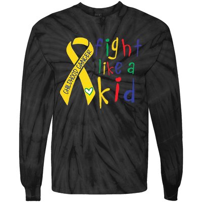 Fight Like Gold Ribbon Childhood Cancer Awareness Tie-Dye Long Sleeve Shirt