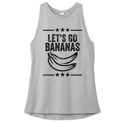 Funny LetS Go Bananas Distressed Grunge Meme Ladies PosiCharge Tri-Blend Wicking Tank