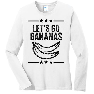 Funny LetS Go Bananas Distressed Grunge Meme Ladies Long Sleeve Shirt