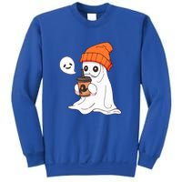 Funny Little Ghost Drinking Coffee Cute Halloween Spooky Season Gift Sweatshirt