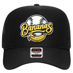 Funny LetS Go Bananas High Crown Mesh Back Trucker Hat