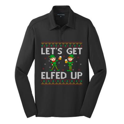 Funny Let's Get Elfed Up Elf Beer Lover Ugly Merry Christmas Gift Silk Touch Performance Long Sleeve Polo