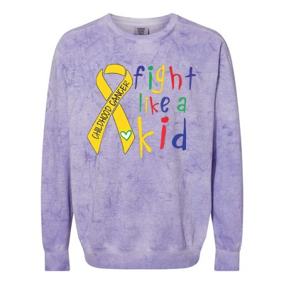 Fight Like Gold Ribbon Childhood Cancer Awareness Colorblast Crewneck Sweatshirt