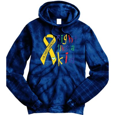 Fight Like Gold Ribbon Childhood Cancer Awareness Tie Dye Hoodie